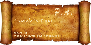 Prazsák Anna névjegykártya