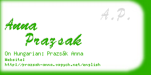 anna prazsak business card